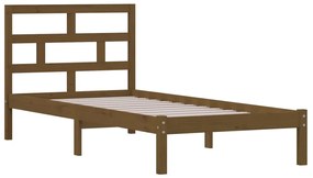 Estrutura de cama 100x200 cm madeira pinho maciço castanho mel
