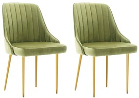 vidaXL Cadeiras de jantar 2 pcs veludo verde-claro