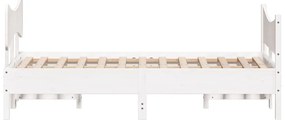 Cama sem colchão 120x200 cm madeira de pinho maciça branco