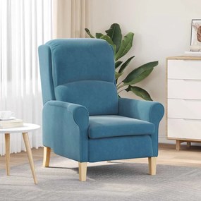 vidaXL Poltrona Azul Azul Tecido, Madeira Padrão Ergonómica