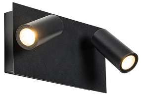Candeeiro de parede exterior moderno preto c/ LED 2 luzes IP54 - Simon Moderno
