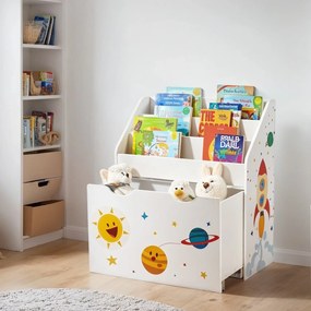 Estante infantil de arrumação decorada 29,5 x 62,5 x 70 cm branca