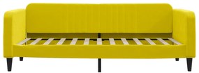 Sofá-cama com colchão 90x200 cm veludo amarelo