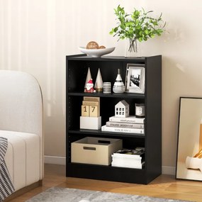 Estante de 3 níveis com prateleiras ajustáveis e dispositivo anti-queda para a sala de estar e o quarto 50 x 30 x 75 cm Preto