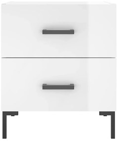 Mesas de cabeceira 2pcs derivados de madeira branco brilhante