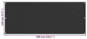 Tela de varanda 120x300 cm PEAD antracite