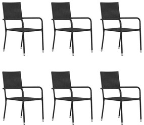 Cadeiras de jantar para jardim 6 pcs vime PE preto