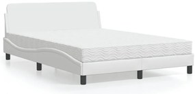 Cama com colchão 120x200 cm couro artificial branco