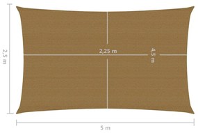 Para-sol estilo vela 160 g/m² 2,5x5 m PEAD cinza-acastanhado