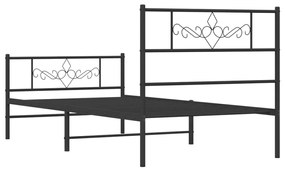 Estrutura de cama com cabeceira e pés 100x190 cm metal preto