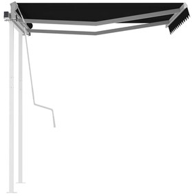Toldo retrátil manual com postes 3,5x2,5 m antracite