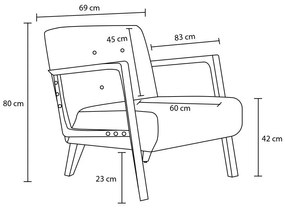 Cadeira Wing Kemer – Cinzento – 69x80x83 cm