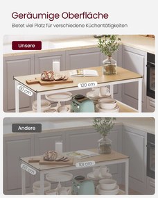 Armário de cozinha de 3 níveis 60 x 120 x 90 cm industrial natural + Branco