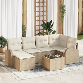 vidaXL Conjunto de Sofás de Jardim com Almofadas Marron Rattan Poliéster