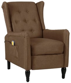vidaXL Poltrona de massagens reclinável tecido castanho