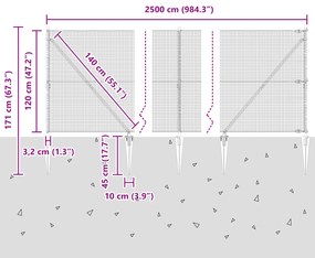 Cerca de Arame Soldado com 13 Estacas de Ponta 1.2x25 m Aço Galvanizad