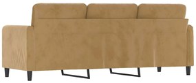 Sofá de 3 lugares 180 cm veludo castanho