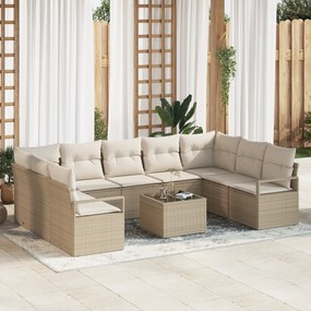 Conjunto de Sofá de Jardim vidaXL de 10 Peças com Almofadas em Rattan