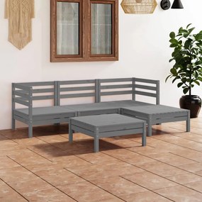 vidaXL 5 pcs conjunto lounge de jardim pinho maciço cinzento