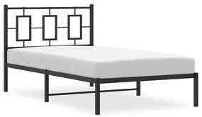 Estrutura de cama com cabeceira 100x200 cm metal preto