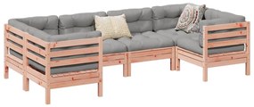 vidaXL 6 pcs conj. sofás jardim c/ almofadões madeira abeto-de-douglas