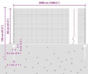 Cerca de Fio Soldado com 22 Postes em Prata 0.8x50 m de Aço