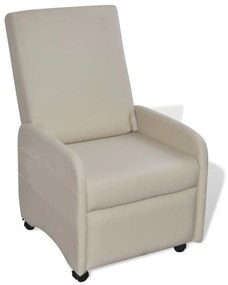 241680 vidaXL Poltrona reclinável em couro artificial creme