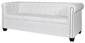 Conjunto sofás Chesterfield 2 + 3 lugares couro artific. branco