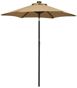 vidaXL Guarda-sol jardim c/ LEDs 200x211 cm alumínio cinza-acastanhado