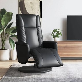vidaXL Cadeira reclinável com apoio de pés couro artificial preto