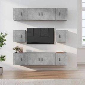 vidaXL Conjunto móveis de TV 8 pcs madeira processada cinzento cimento