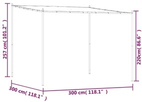 Gazebo 3x3 m 180 g/m² tecido e aço bege