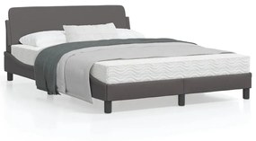 vidaXL Estrutura cama c/ cabeceira 120x200cm couro artificial cinzento