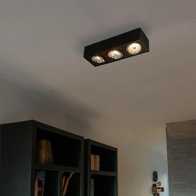 Foco de teto design preto quadrado 3-luzes - Kaya