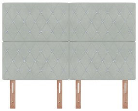 Cabeceira com Botão de Cristal Tufted Cinza Claro 160 cm Veludo