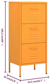 Armário de arrumação aço 42,5x35x101,5 cm amarelo mostarda
