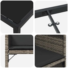 Conjunto de Jantar de Jardim com Almofadas Cinza Rattan PE