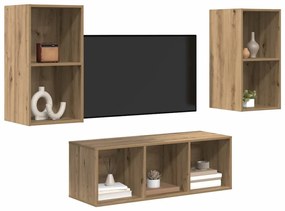Conjunto de Estantes para TV 3 pcs carvalho artisiano
