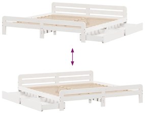 Cama sem colchão 180x200 cm madeira de pinho maciça branco