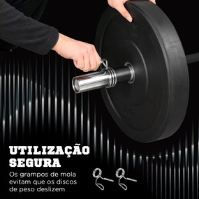 SPORTNOW Barra de Pesos de Aço180 cm Ø50 mm com 2 Grampos Carga 200 kg