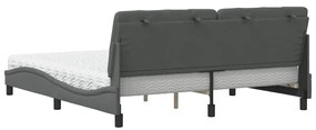 Cama com colchão 180x200 cm tecido cinzento-escuro