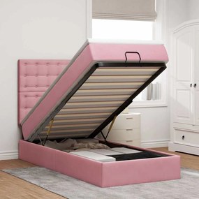 vidaXL Estrutura de cama otomana com colchões 80x200 cm veludo rosa