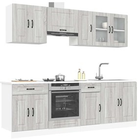 vidaXL 8 peças armário de cozinha conjunto Kalmar cinza sonoma