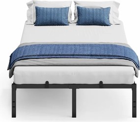 Estrutura de cama em metal 200 x 140 x 40,6 cm (COLCHÃO NÃO INCLUIDO) com espaço de arrumação e design moderno Preta