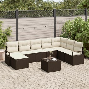 Conjunto de Sofás de Jardim 8 Peças com Almofadas de Vime PE Cinza, So