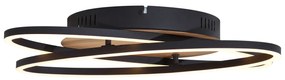 Plafon Preto com Madeira de Nogueira Incl. LED Regulável em 3 Níveis 2-Luzes - Kane Moderno