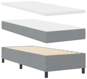 Cama Box Spring com Colchão Cinza Claro 80x200 cm Tecido