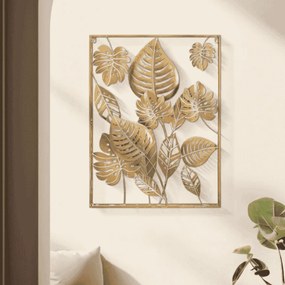 PAINEL DE FERRO DE PAREDE JUNGLE RET. 60X80X6,5 Dourado