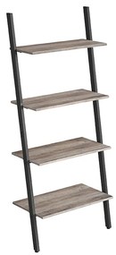 Prateleira tipo escada VASAGLE, prateleira de parede e estante de armazenamento, estante de 4 níveis, sala de estar, cozinha e escritório, aço, estável, inclinado, industrial, cinza e preto LLS043B02