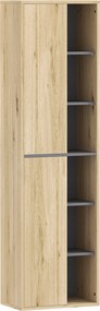 HOMCOM Coluna Casa de Banho de Parede Armário Alto Casa de Banho com Compartimentos Abertos e 2 Portas 40x24x141,5 cm Madeira | Aosom Portugal